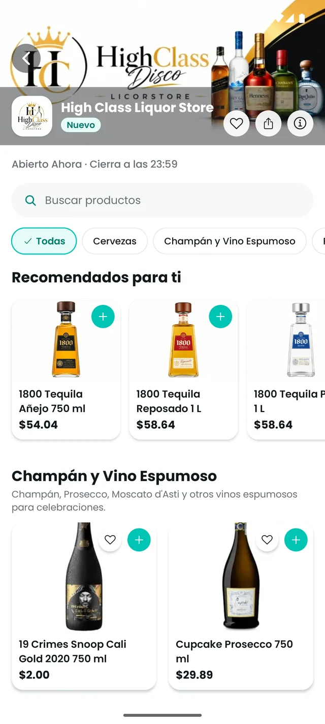 Bebidas de High Class Liquor Store